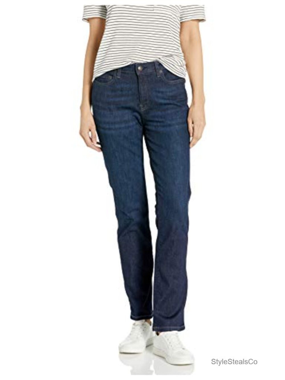 Women's Mid Rise Slim Straight Stretch Denim Jeans Five Pocket